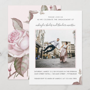 Invitation Joli rose Roses Mariage Photo Fiançailles
