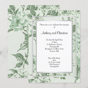INVITATION JOLI ROSE SAGE GREEN SILVER MARIAGE