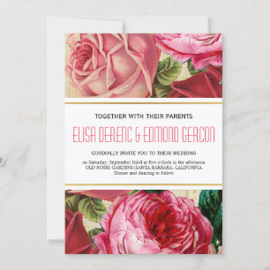 Invitation Joli rose vintage rose mariage à fleurs