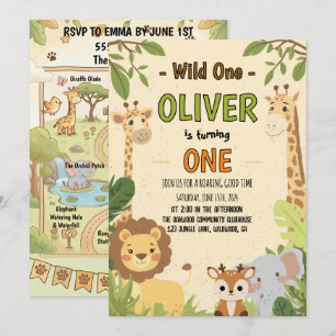 Invitation Joli Safari Sauvageon Premier Anniversaire