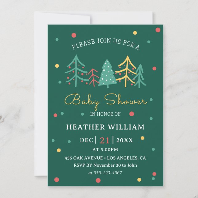 Invitation Joli sapin de Noël Baby shower garçon d'hiver (Devant)