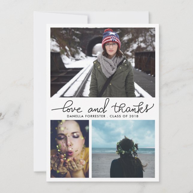 Invitation Joli script d'amour et de remerciements pour diplô (Devant)