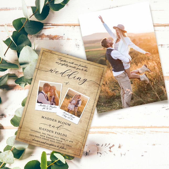 Invitation Joli Script Elegant Photo Rustic Boho Mariage (Créateur téléchargé)