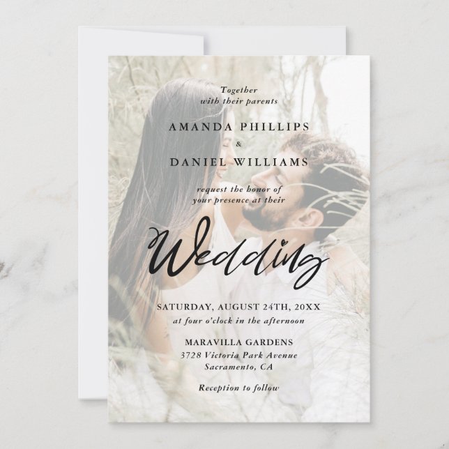Invitation Joli Script Elegant Rustic 2 Mariage photo (Devant)