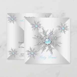 Invitation Joli Snowflakes Turquoise Winter Wonderland Party