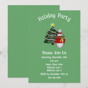 Invitation Joli Snowman Tree Présent Noël