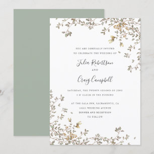 Invitation Joli Tiny Green feuilles mariage Whimsical