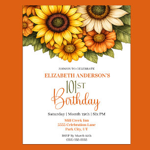 Invitation Joli Tournesol 101e Anniversaire