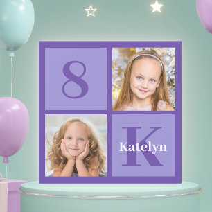 Invitation Joli violet photo Collage personnalisé Anniversair