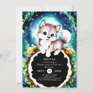 Invitation Joli Whimsical Wolf Birthday