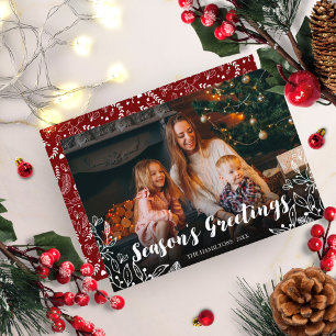 Invitation Joli White Script Folio hiver photo Noël