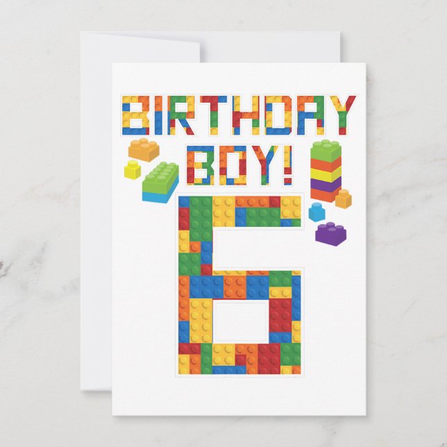 Invitation Jolie 6e anniversaire Cadeau 6 ans Bâtiment de l'é (Devant)