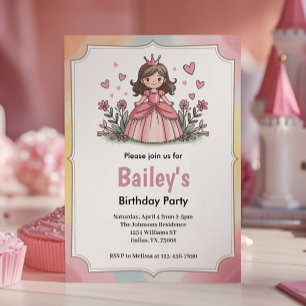 Invitation Jolie Anniversaire Princesse de Conte de Fées