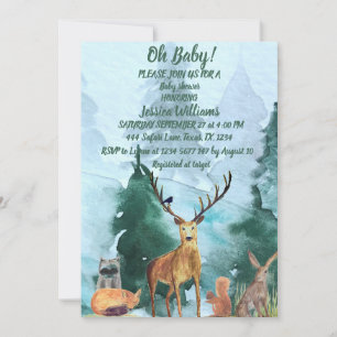 Invitation Jolie aquarelle Baby shower d'animaux de bois