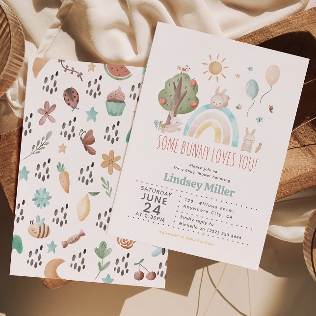 Invitation Jolie aquarelle Bunny Sexe Baby shower neutre (Créateur téléchargé)
