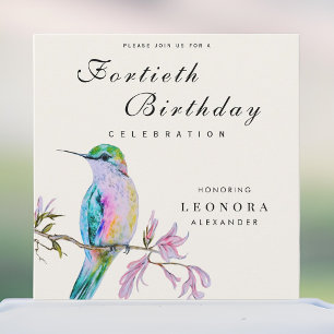 Invitation Jolie Aquarelle Colibri N'IMPORTE QUELLE fête d'an