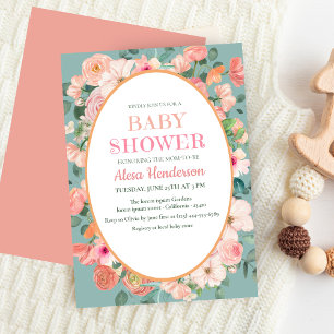 Invitation Jolie aquarelle fleurie boho chic baby shower fill