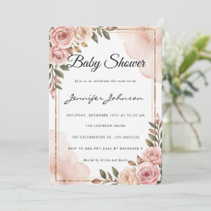 Invitation Jolie aquarelle Fleurs Jardin Baby shower