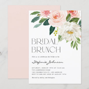 Invitation Jolie aquarelle Fleurs Jardin Brunch nuptial