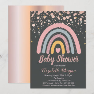 Invitation Jolie Arc-en-Ciel, Baby Shower Rose Gold