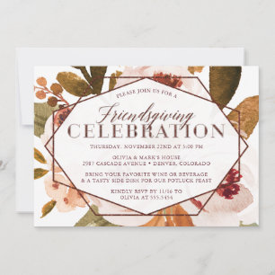 Invitation Jolie Automne Floral Friendsgiving Celebration
