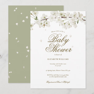 Invitation Jolie Baby Shower / Sprinkle à Fleur Blanche