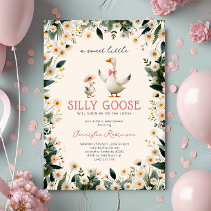 Invitation Jolie Baby Shower sur le thème de l'oie fleurie