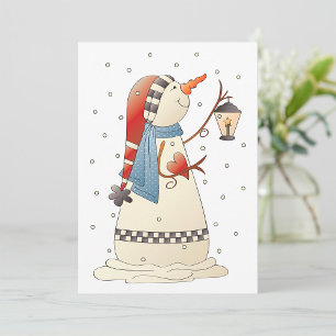 Invitation Jolie Bonhomme de Neige d'Hiver avec Lanterne