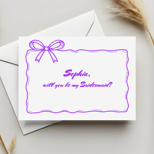 Invitation Jolie Bow De Ruban Violet Serez-Vous Ma Servante D