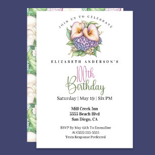 Invitation Jolie calla pastel pour 100e anniversaire