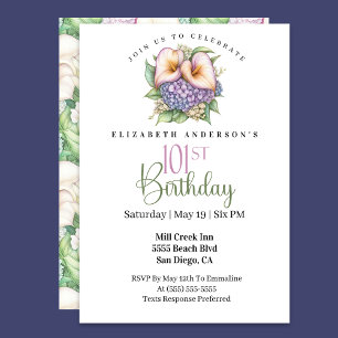 Invitation Jolie calla pastel pour 101e anniversaire