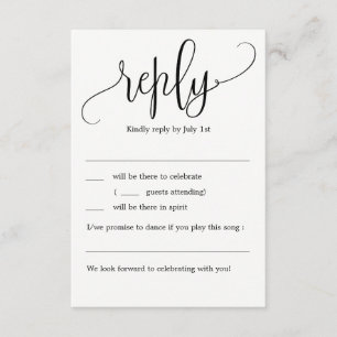 Invitation Jolie Calligraphie Réponse de Mariage sans Menu