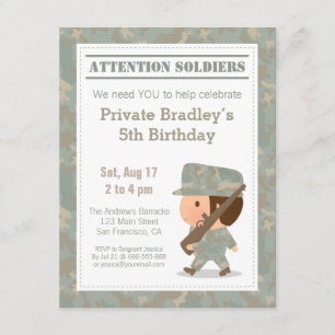Invitation Jolie Camouflage Imprimé Militaire Fête d'Annivers