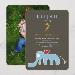 Invitation Jolie Cartoon Elephant Enfants Photo Anniversaire