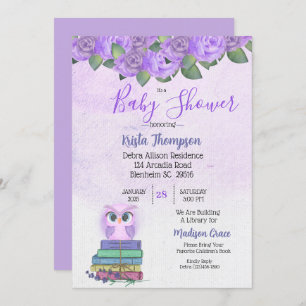 Invitation Jolie Chouette Violette Apportez Un Baby shower De