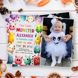 Invitation Jolie couleur Notre Petit Monstre Photo Anniversai