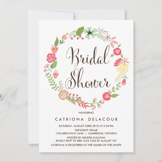 Invitation Jolie couronne Jardin de la nuptiale douche Invita (Devant)