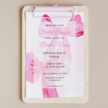 Jolie dans Bow rose Ribbon Bridal Shower Invitatio