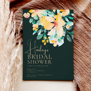 Invitation Jolie douche nuptiale fleurie jaune jardin