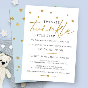 Invitation Jolie étincelle dorée Twinkle Twinkle Little Star 