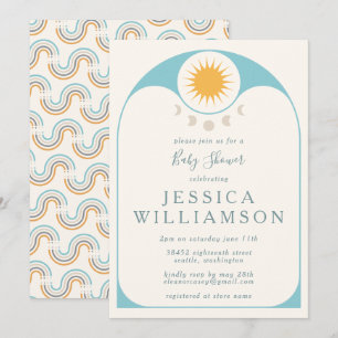 Invitation Jolie étoile céleste et lune dans une Baby Shower