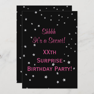 Invitation Jolie étoile d'argent Surprise Anniversaire