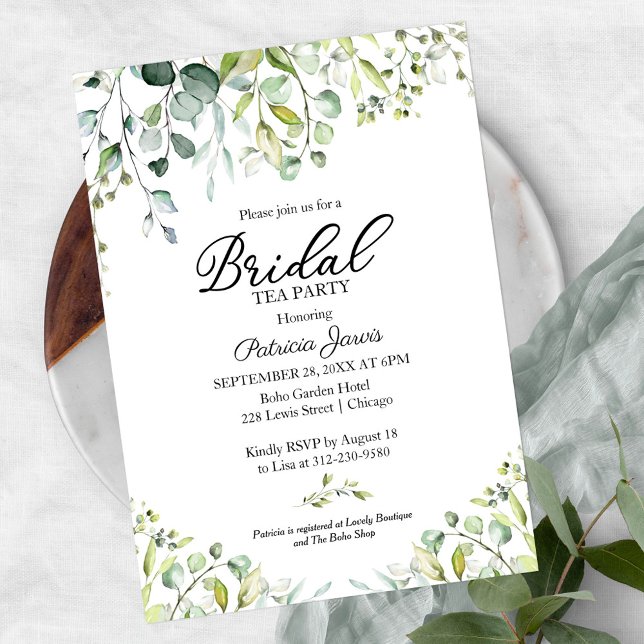 Invitation Jolie Eucalyptus Green Bridal Tea Party (Créateur téléchargé)