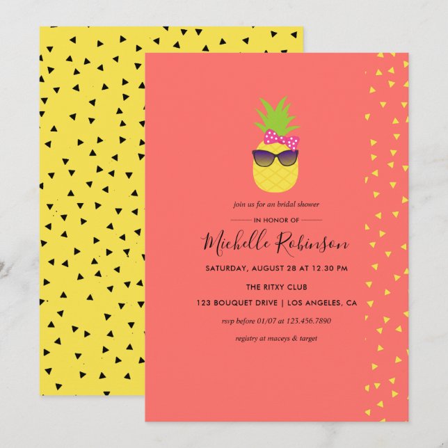 Invitation Jolie exotique exotique Fête des mariées de plage  (Devant / Derrière)