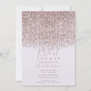 Invitation Jolie Fard Rose Pailleté Glitter Mariage Cérémonie