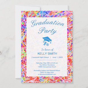 Invitation Jolie fête abstraite de graduation en peinture col