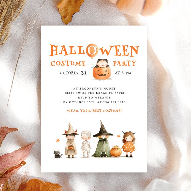 Invitation Jolie fête Citrouille d'Halloween pour enfants (Créateur téléchargé)