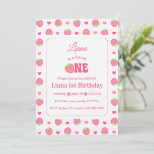 Invitation Jolie Fête d'anniversaire de 1 an pour fille au th