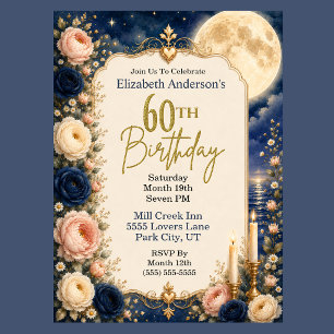Invitation Jolie fête d'anniversaire de 60 ans sous la lumièr