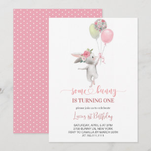 Invitation Jolie fête d'anniversaire de Bunny